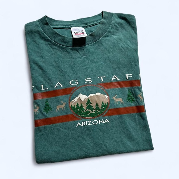 Anvil Other - Vintage 1990s Forest Green Flagstaff Arizona Graphic Tee L